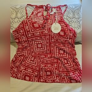 HIPPIE ROSE NWT RED BANDANA TOP